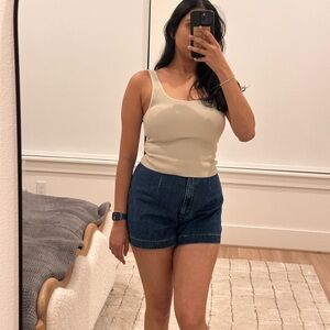 Babaton Cream Ribbed Crop Top